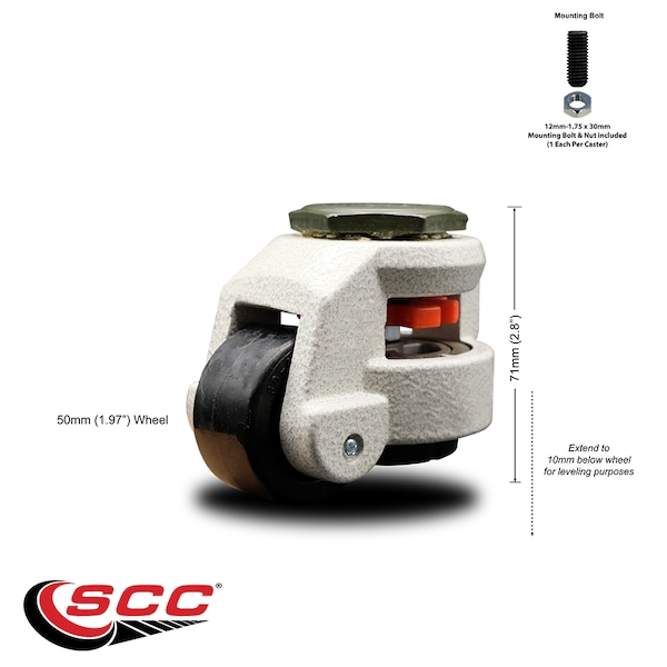 Service Caster Nylon Swvl Threaded Stem Caster w/1.97" Black Wheel and M12 x 1.75mm x 18mm Stem SCC-TSLV20S50-NYR-330-DC - main